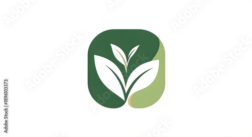 Vibrant green foliage icon representing natural growth, eco-friendly initiatives, and organic purity, perfect for environmental branding and health-related designs within a modern, rounded frame