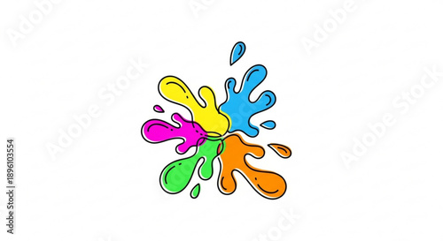 Vibrant colorful paint splashes on white background creative artistic expression