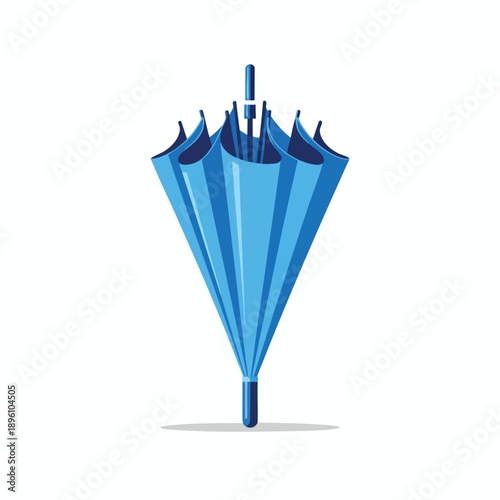 Blue Umbrella with Broken Ribs