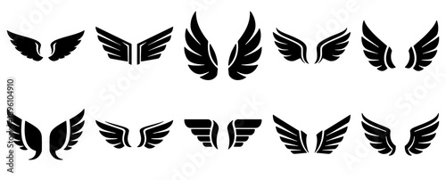 Wings icons set. Simple set of wings vector icons
