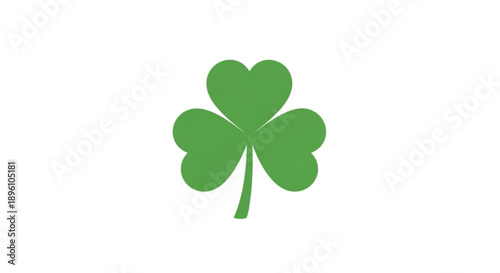 Lucky four leaf clover symbol in green on white background for st patrick's day or good fortune concept
