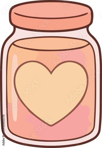 hand drawing illustration of kawaii peach fruits jam