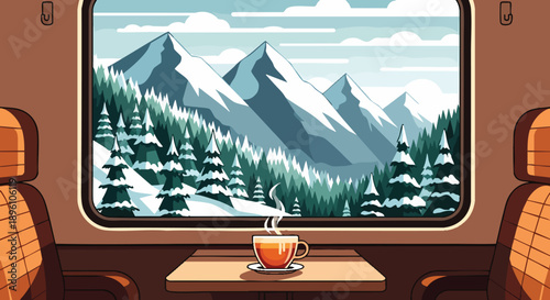 Adventure Awaits A Modern Graphic Design Illustrating Majestic Mountains, Crashing Ocean Waves, and a Serene Forest Tree, Symbolizing an Enthusiastic Call to Explore Nature's Diverse Wonders