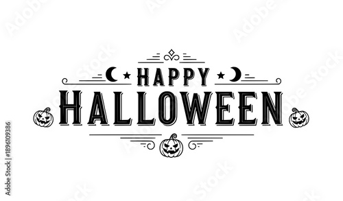 Vintage happy Halloween text banner vector eps illustration