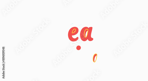 A sleek, contemporary graphic design element showcasing stylized red 'ea' letters, subtly accented with a dot and curve. Ideal for modern branding, digital projects, and creative communication visuals