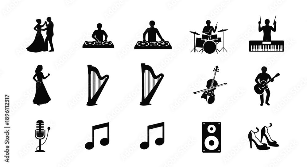 Obraz premium Music and dance icons representing entertainment and performance