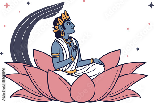 Hindu Deity Vishnu Illustration. Lord Vishnu Spiritual Art. Vishnu Hindu God Religious Illustration. Vishnu Divine Spiritual Theme. Hindu God Vishnu Religious Design. Vishnu Sacred Spiritual art