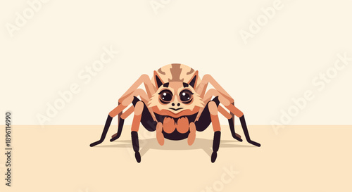 Cute pixel art jumping spider with big eyes on a light background