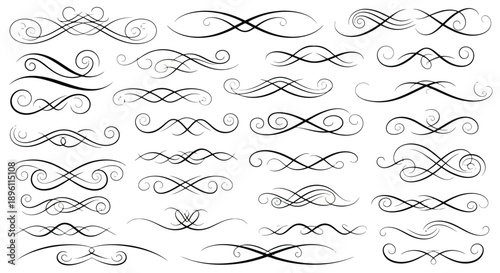 Elegant Calligraphic Swirls and Flourishes Collection for Design.