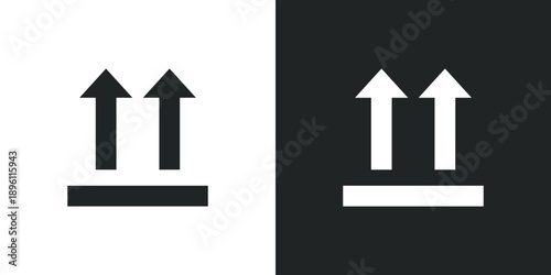 This side up packaging symbol with two arrows pointing upwards for shipping and logistics handling. Solid vector symbol illustration