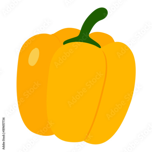 Bell Pepper in Cute Flat Style for Cooking Ingredient Art