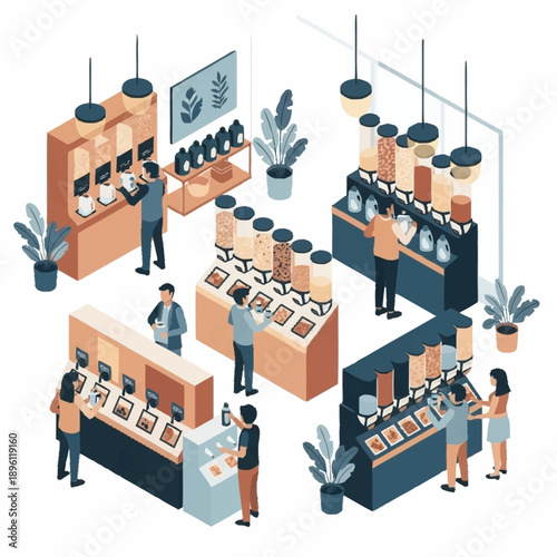 People Shopping in Modern Retail Store.