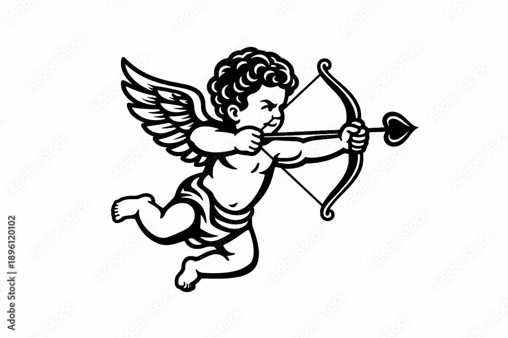 Fototapeta premium Cupid Angel Shooting Arrow