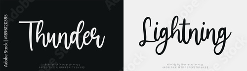 Thunder Lightning, Script Elegant alphabet letters font logo classic minimal fashion designs. Typography modern sans fonts and number for logo brand. vector illustration
