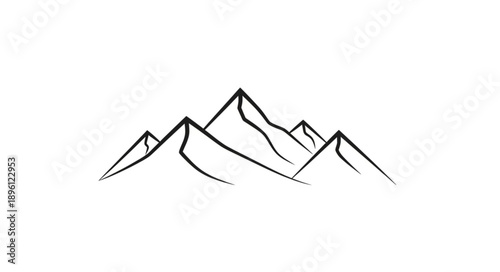 Minimalist mountain range illustration in black and white.