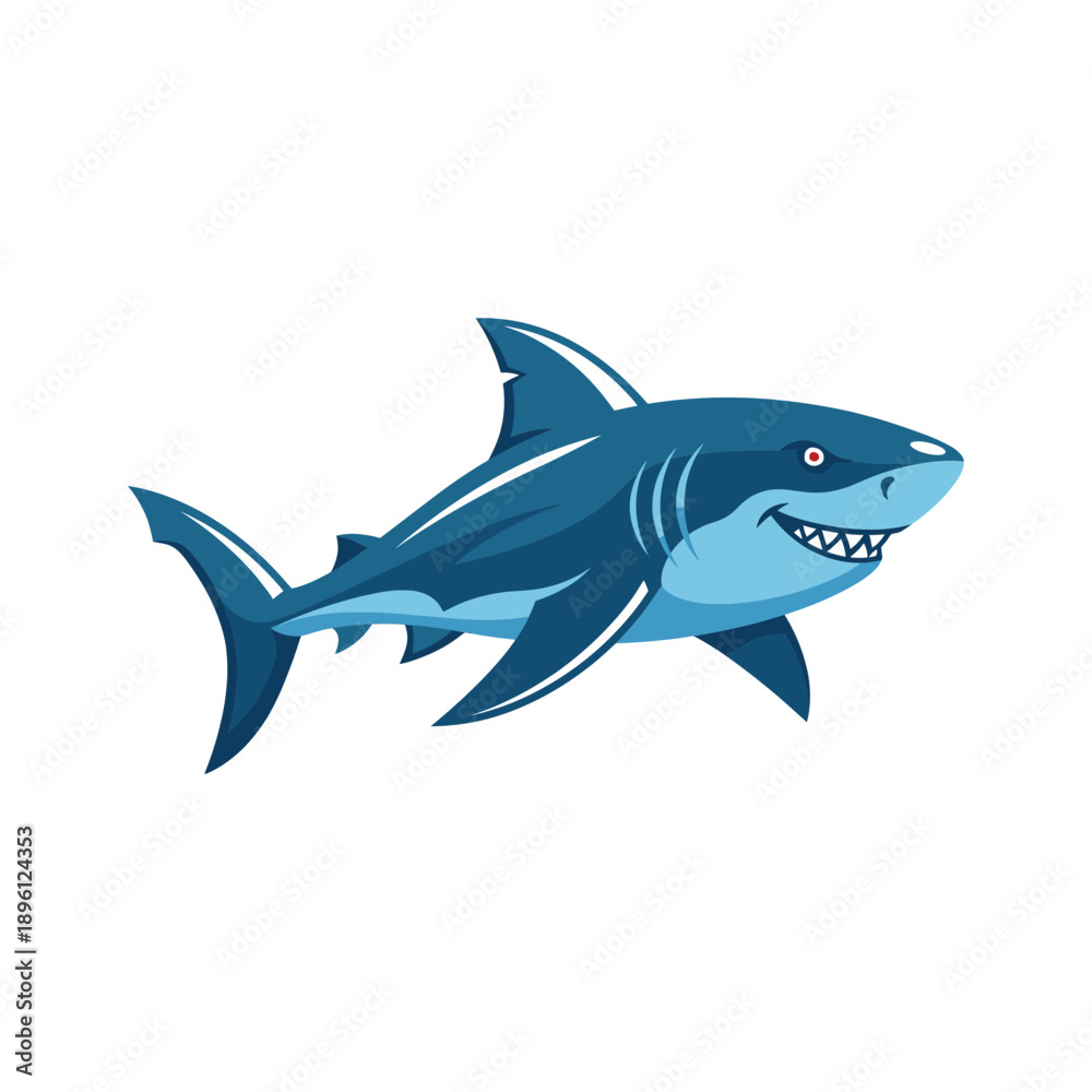 Fototapeta premium Fierce shark swimming with sharp teeth and powerful fins