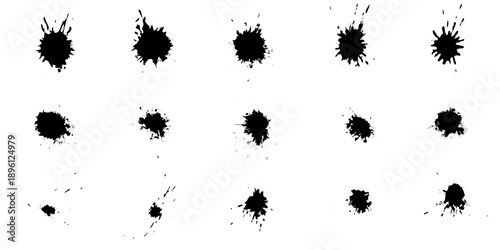 Abstract ink blots resembling constellations on a white background
