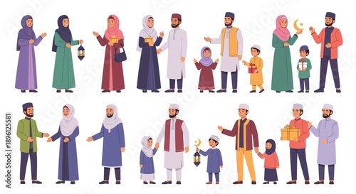 Muslim People Holding Lanterns.