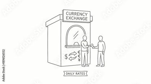 People Engaging in Business at a Currency Exchange Booth