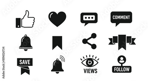 Collection of social media icons for engagement and interaction