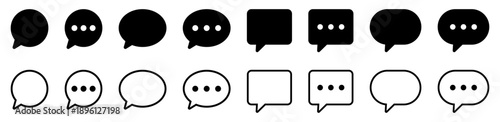 Speech Bubble Chat Icon Set for Messaging, Communication, Conversation and Social Media Interaction