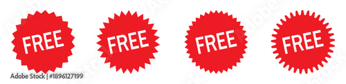 Free Offer Label and Red Free Stamp Sticker for Promotion and Marketing Design
