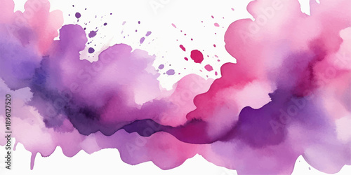 An abstract watercolor background vector illustration featuring a vintage grunge texture with pink and blue ink painted on paper to resemble a cloudy summer sky or artistic nature cloudscape