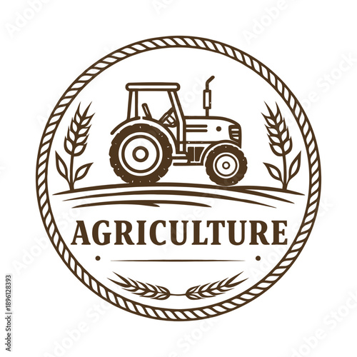 
“Rural farm emblem logo featuring a classic agricultural theme