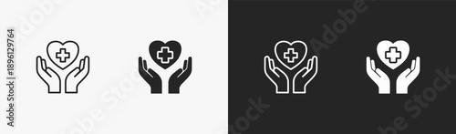 Set of health care icon in black and white collection