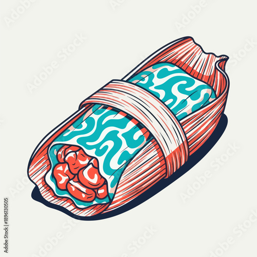 Delicious Tamale Illustration: Traditional Mexican Food Wrapped in Corn Husk
