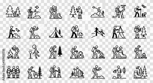 Collection of Hand Drawn Outdoor Activity Icons.
