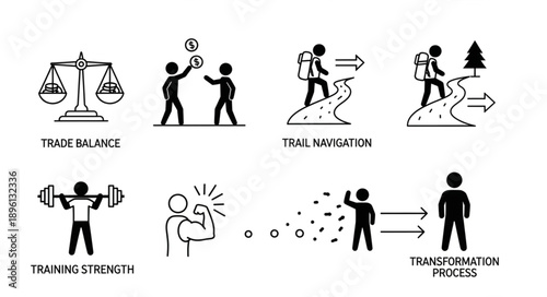 Collection of Icons Representing Life Balance and Personal Growth Concepts.