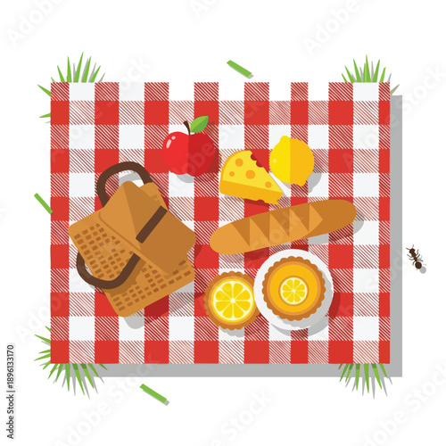 Picnic on a Red and White Checkered Blanket