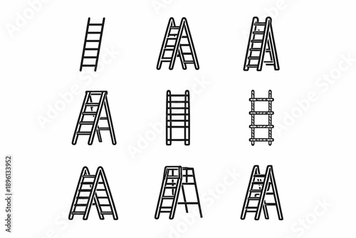 Various ladder designs: single, double, extension, platform, folding