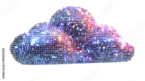 Digital cloud computing concept futuristic data storage network technology abstract cyber security internet infrastructure 3d illustration isolated cutout on white background