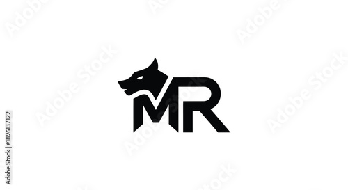 Monogram logo featuring a wolf head and letters mr a striking silhouette
