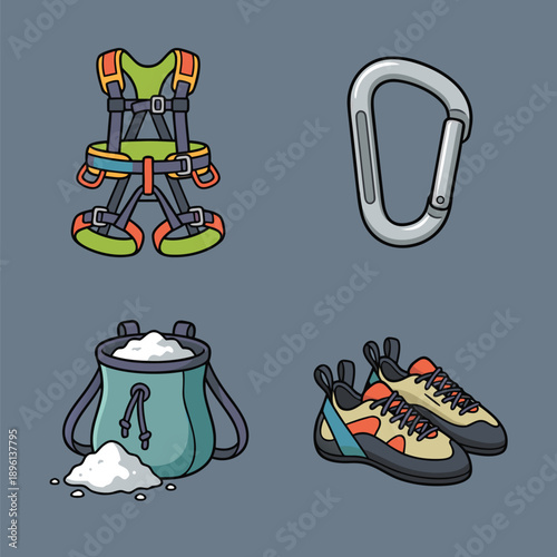 Climbing Gear Set Illustration.