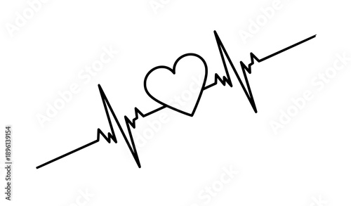Heart Rhythm ECG Line Symbol Vector Illustration for Medical Monitoring and Cardiology Use