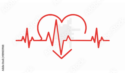 Heart Rhythm ECG Electrocardiogram Line Vector Illustration for Health and EKG Test Design