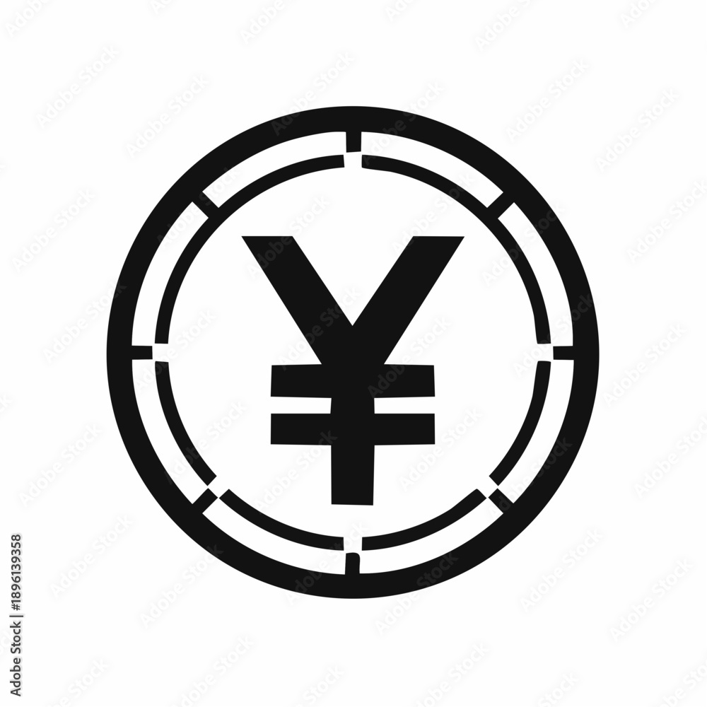 Obraz premium 日本円を象徴する円マークのコスト管理と資金イメージラインアイコン 白背景