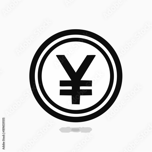 日本円を象徴する円マークのコスト管理と資金イメージラインアイコン 白背景