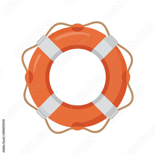Orange Life Preserver on White Background