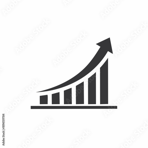 右肩上がりの成長グラフ 売上向上とビジネス拡大を表すアイコン 白背景
