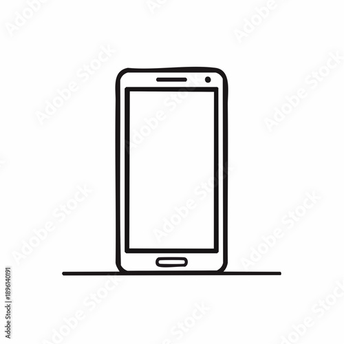 シンプルなスマートフォン端末のモバイルデバイスアイコン 白背景