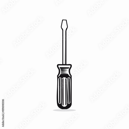 メンテナンスや修理を表すドライバー工具のシンプルアイコン 白背景