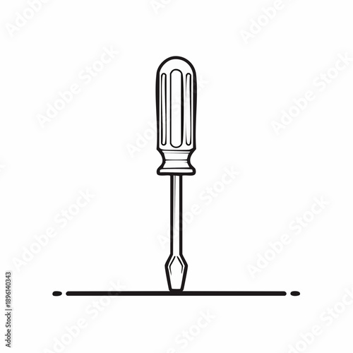 メンテナンスや修理を表すドライバー工具のシンプルアイコン 白背景