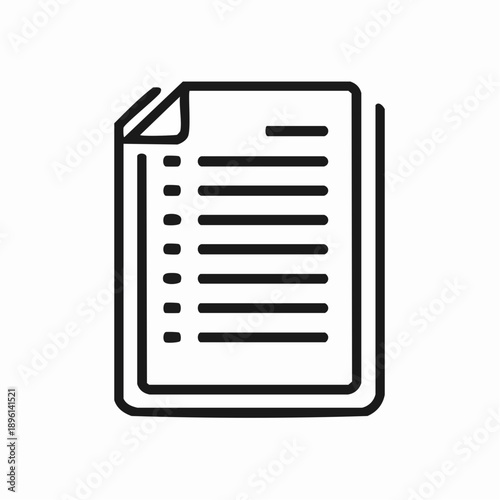 ビジネス文書や契約書を表すシンプルドキュメントアイコン 白背景