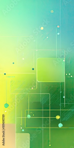 Abstract geometric shapes and gradients of green and yellow