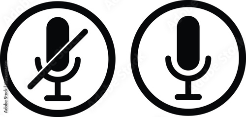 Muted microphone and banned speech symbol vector illustration flat design