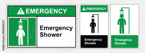 Emergency shower. Safe condition sign. Symbol Sign. Vector Illustration. OSHA and ANSI standard sign. eps10